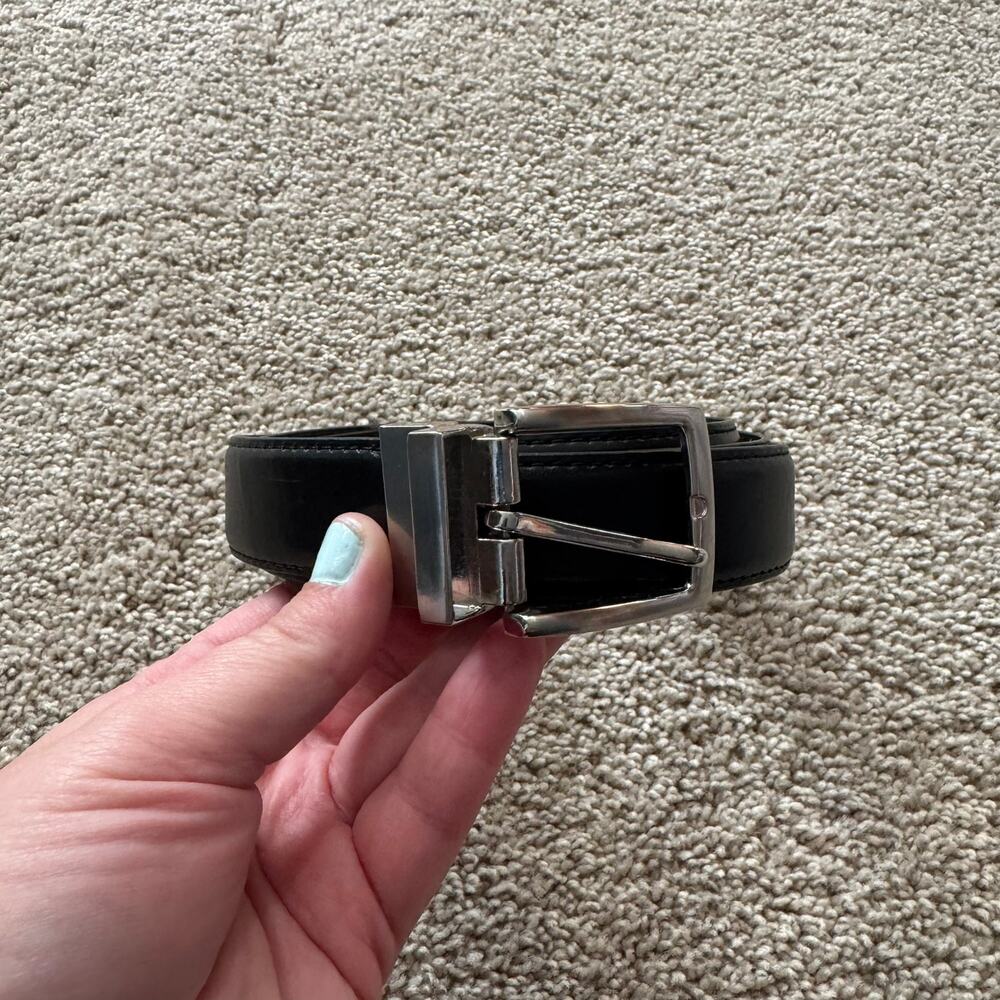 1913 Men's Genuine Leather Belt Black w/ Silver Hardware Men's Waist Size 46